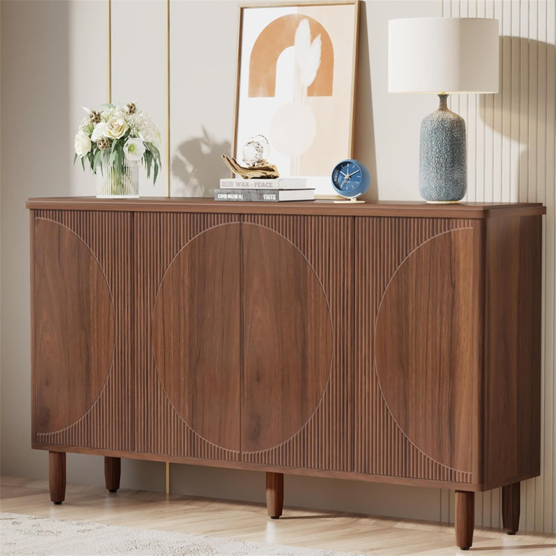 Buffet 59,74 "moderne rustique brun avec rangement, Brun rustique
