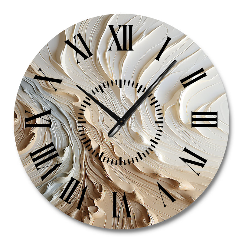 Modern Wall Clock, Abstract Face Decorative Clock - White Flow III, Large