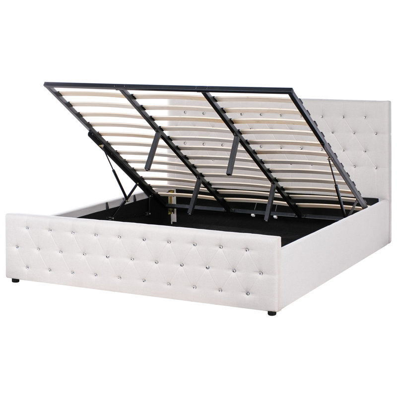Amiens Upholstered Ottoman Storage Bed, Beige, Super King (6')