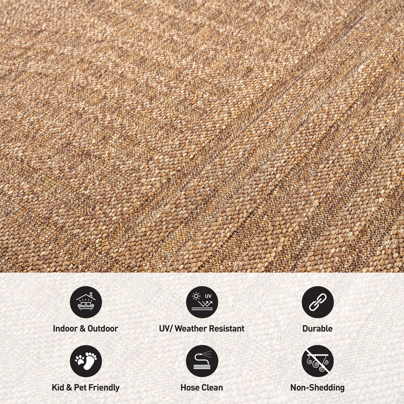 Geometric Natural/Jute Easy-Care Indoor/Outdoor Flat Woven Area Rug, Natural, Rectangle 5' x 7'