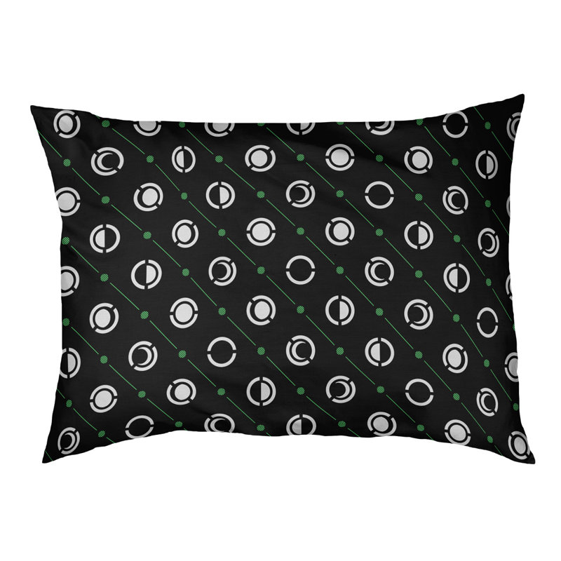 Coussin d’extérieur pour chien moon phases Chenault, Petit (l 28 po x P 6 po x H 18 po), Vert pâle / Noir