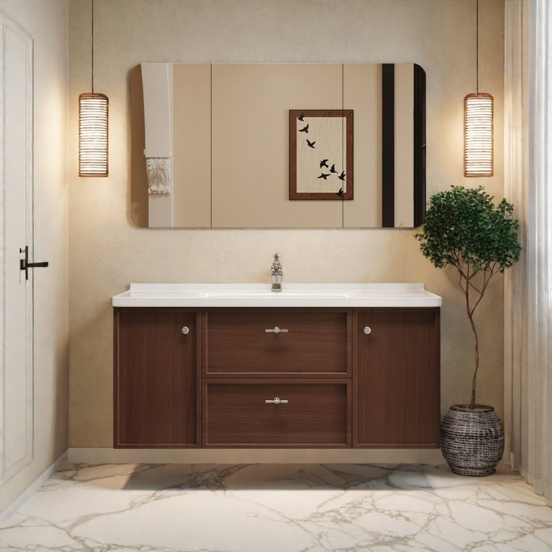 Armoire de salle de bain simple et rétro