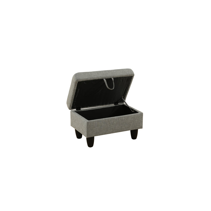 Flannel Storage Ottoman Living Room, Gray