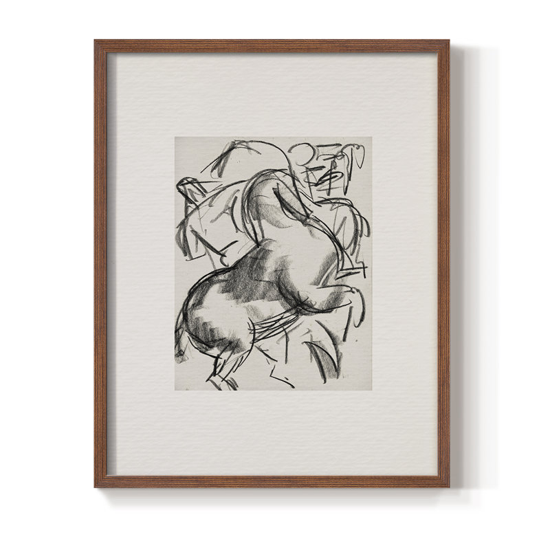 "Croquis rétro XCVI" sur papier, Noyer, H 14 po x l 11 po