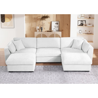 Aarre Upholstered Sofa Ottoman Chaise by Ebern Designs