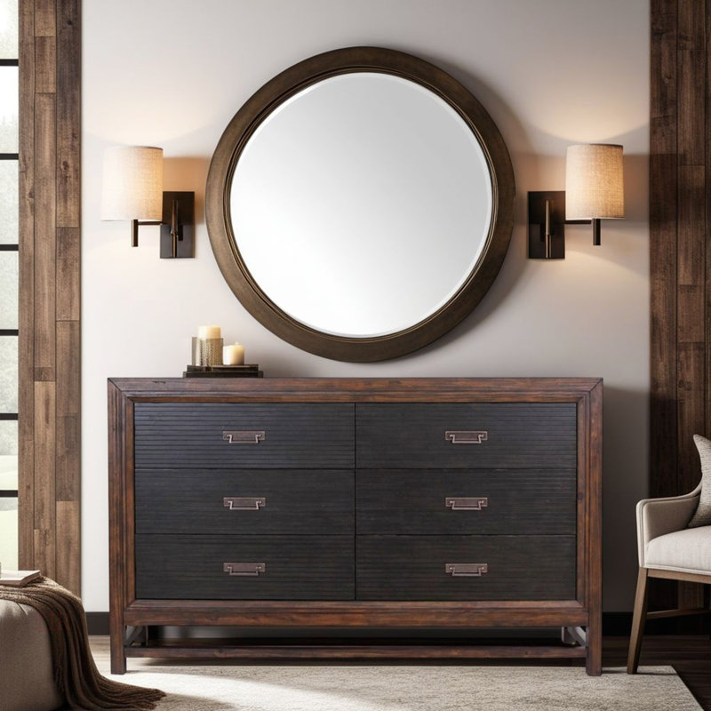Commode à six tiroirs, aucun assemblage requis, finition à deux tons (commode