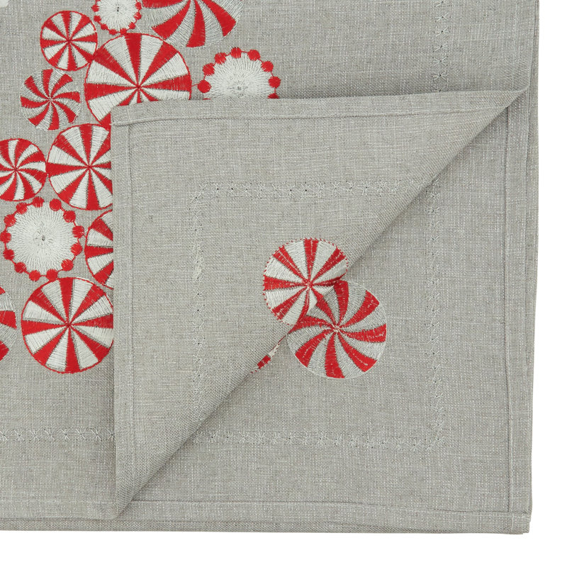 Peppermint Christmas Tree Design Polyester Table Runner