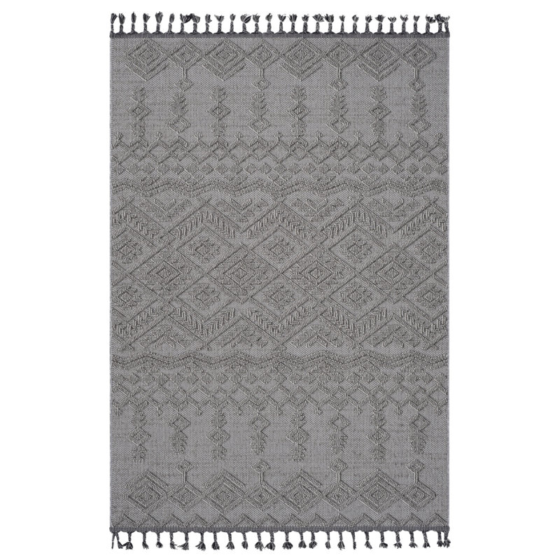 Guros Collection 5X7 White / White / Traditional Indoor / Outdoor Area Rug, Rectangle 5'3" x 7'6"