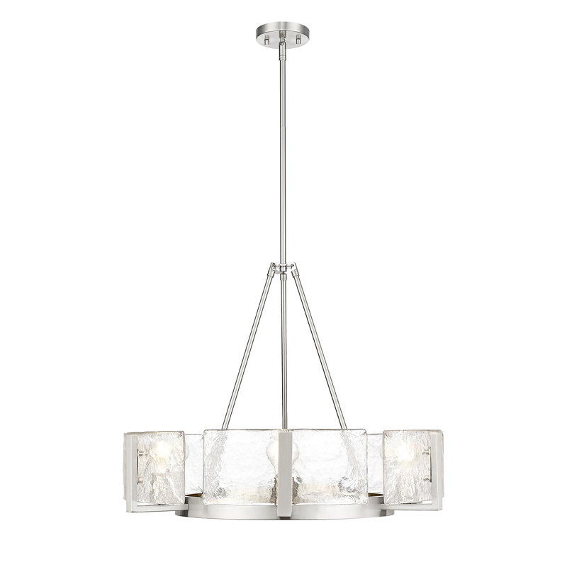 Aenon Chandelier with Hammered Water Glass, 65.63'' H x 21'' W x 27.75'' D, 6, Pewter