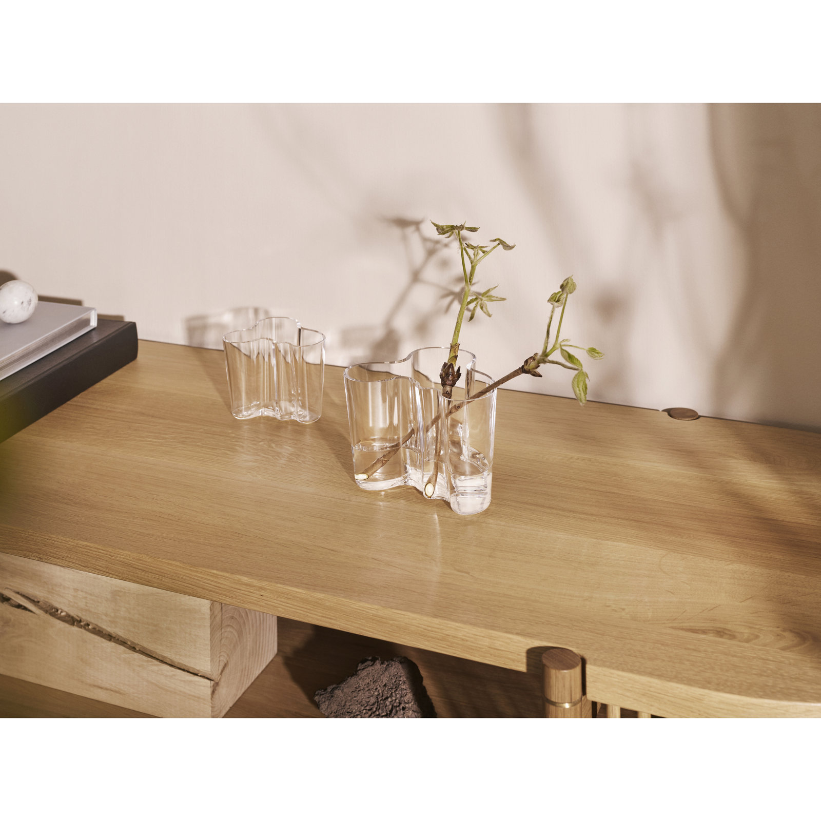 Alvar Aalto Table Vase, 3.74" H x 4.49" W x 3.69" D, Clear