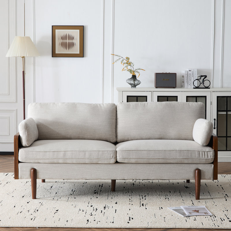 Canapé 71,75 po avec pieds en bois, Beige