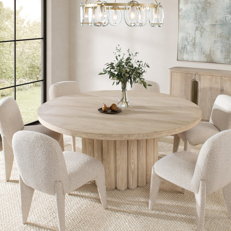 Tiber Round Dining Table, White Wash