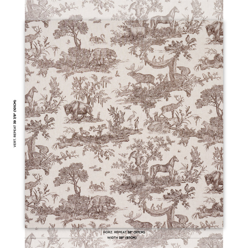 Western Toile Fabric, Sepia