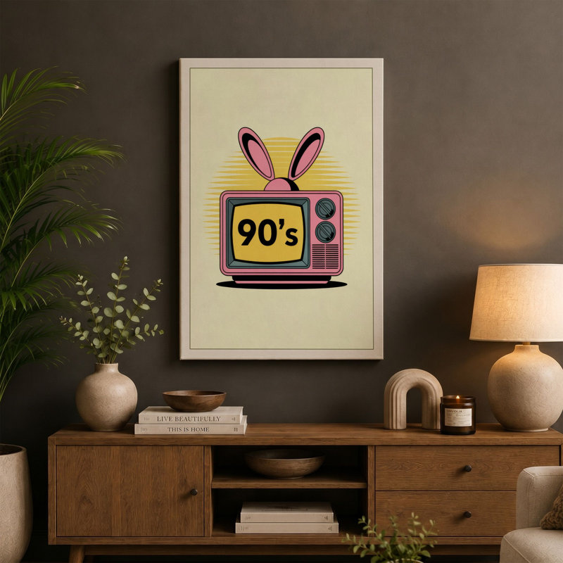 Television Set Retro - Wrapped Canvas, 36x24 - 91.4 x 61.0 cm, Black Border