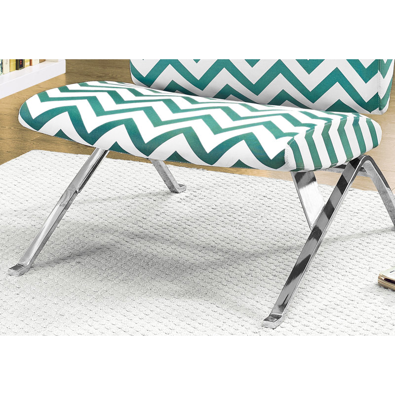 Harshini Accent Chair, Armless, Fabric, Living Room, Bedroom, Fabric, Metal, Chrome, Contemporary, Teal