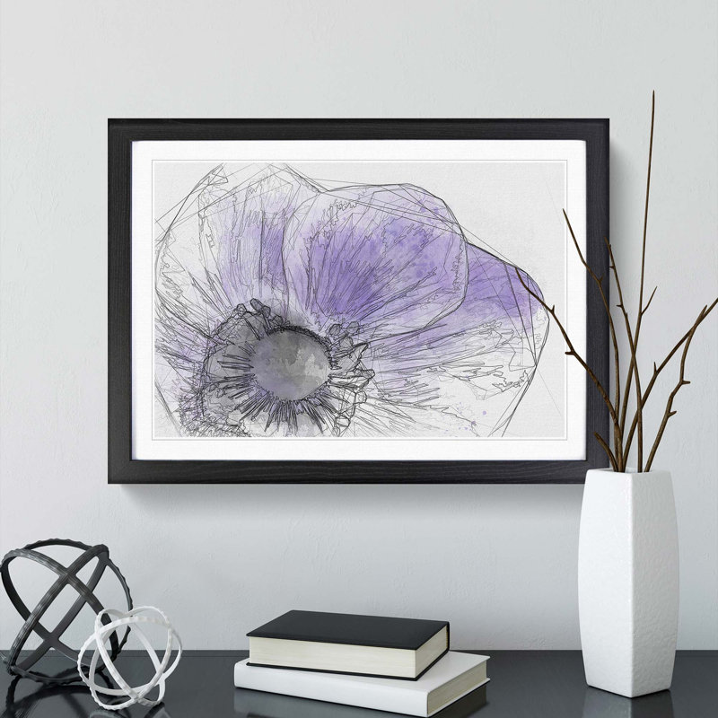 Purple Anemone Flower in Abstract - Framed Print, Black, 50cm H x 76cm W x 2cm D