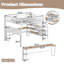 Grand lit mezzanine 3 tiroirs en métal avec bureau intégré, DEL et USB-131199687