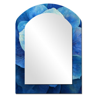 Bleu vert hortensia Vortex II - hortensia, miroir asymétrique unique, grand miroir mural bleu