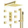 RelaxaJet Thermostatic Shower Faucet 12" Rainfall Shower Head with Slide Bar Handheld Spray