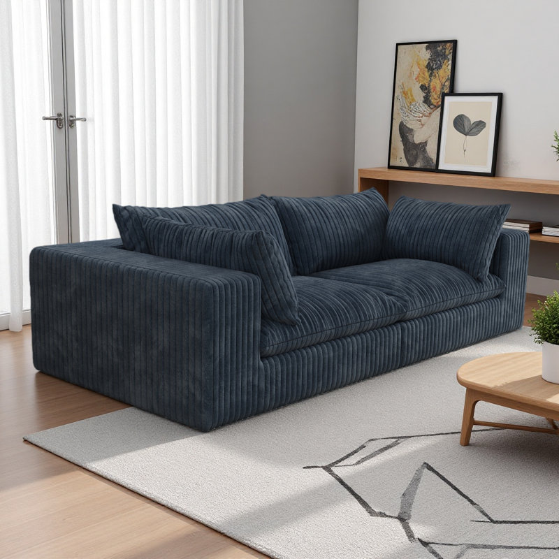 Canapé Cloud 39,8 po, tissu velours côtelé, sièges profonds, conception à deux couches, coussin amovible, sans assemblage