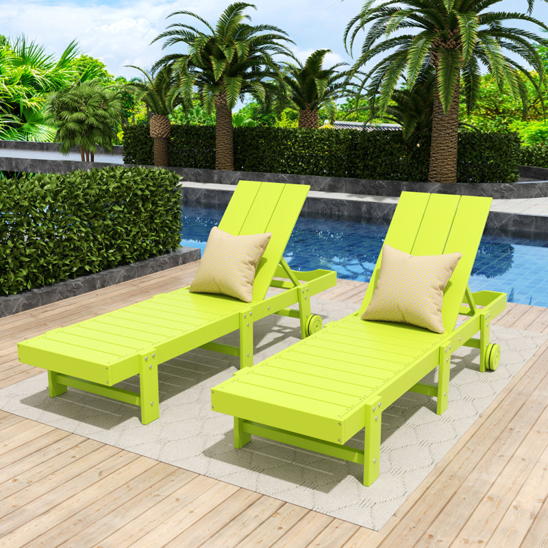 Ensemble de chaises longues inclinables en polyuréthane Joubert, Lime