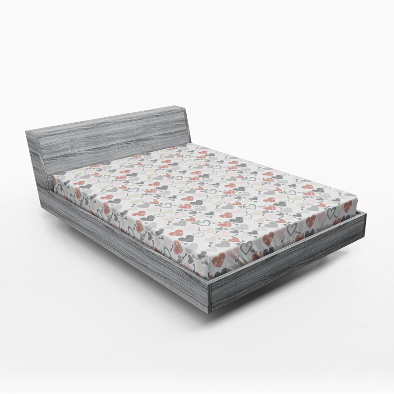 Queen White Microfiber Cat Print Fitted Sheet