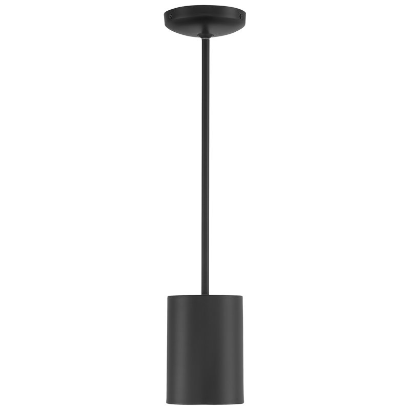 Luminaire suspendu cylindrique à 1 lumière Koretta, Noir mat