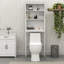 Espace de rangement blanc au-dessus de la toilette avec 2 portes et 2 étagères - Armoire de salle de bain