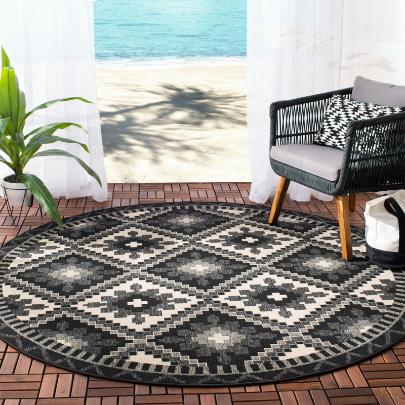 Tapis d'intérieur / extérieur Northpoint Veranda Performance Southwestern, Rond 6 pi 7 po