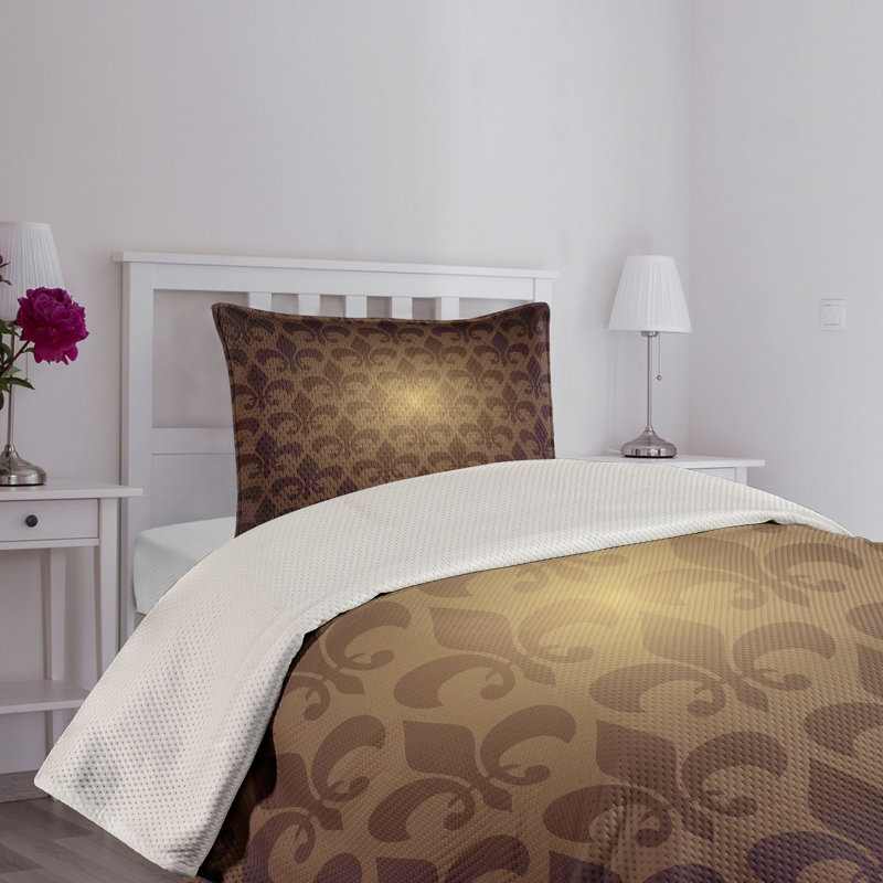 Twin Brown Quilted Polyester Bedspread Set