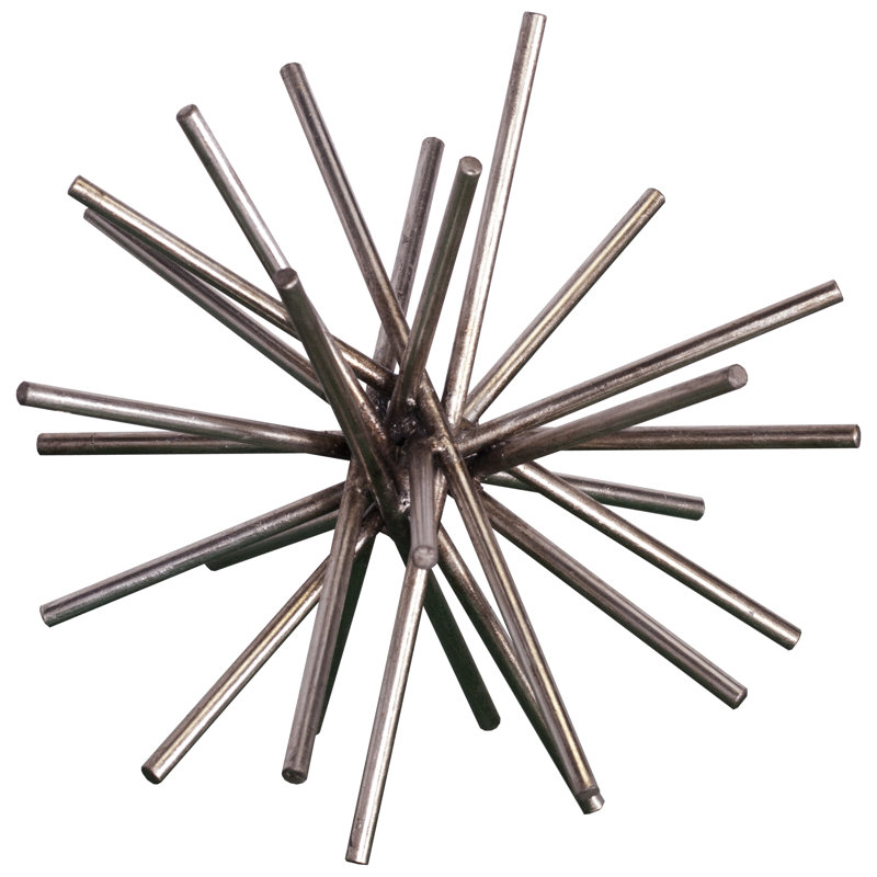 Silver Sea Urchin Metal Sculpture 9" H x 9" W x 9" D