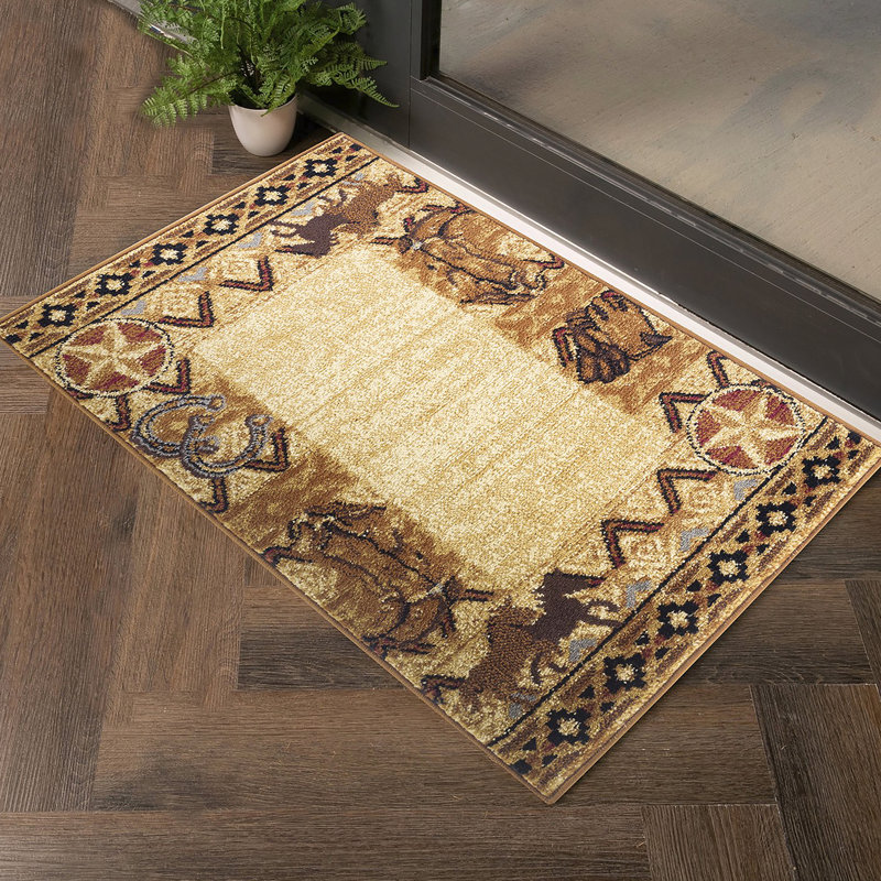 Tapis tribal beige Southwest, Rectangle 7 pi 10 po x 10 pi 3 po