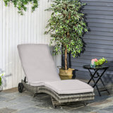 Outdoor Grey Sun Lounger, Pool Chaise Lounge With 5-adjustable & Wheels, Pe Cushion Chair, Cushioned Patio Recliner 5 Adjustable Levels And Wheels For Relaxing Enjoyable Leisure Time,