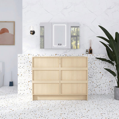 Base de meuble-lavabo autoportant de 42 pouces avec portes à fermeture douce et tablette réglable, chêne Dune