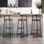 Ensemble de 3 tabourets de bar avec dossier, repose-pieds et structure en métal
