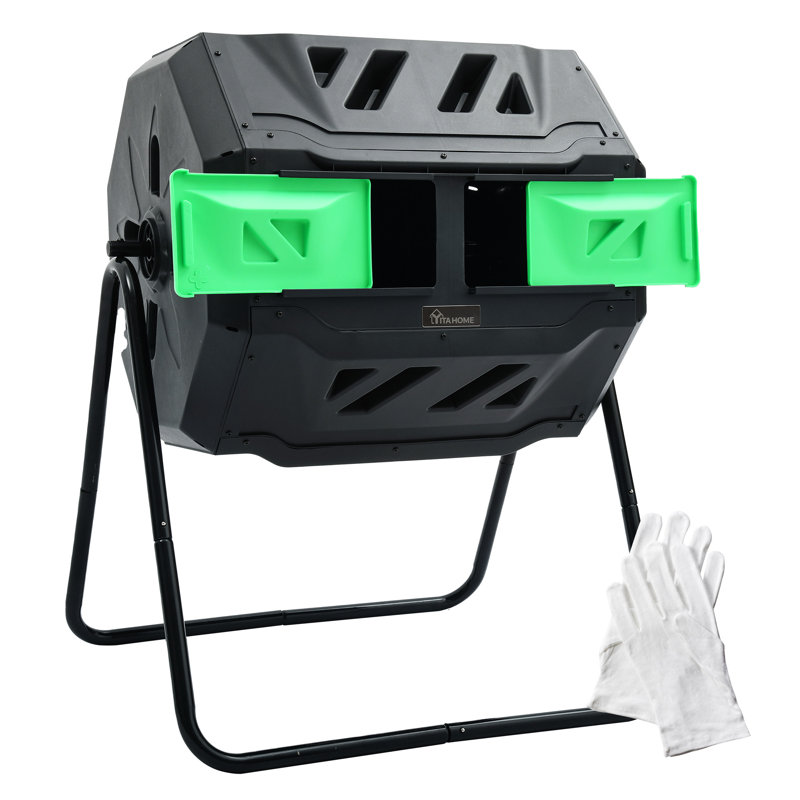 43 gallons Composteur en plastique pour l'extérieur, Vert/noir