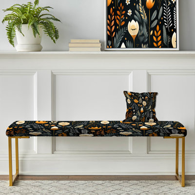 Banc floral rembourré or