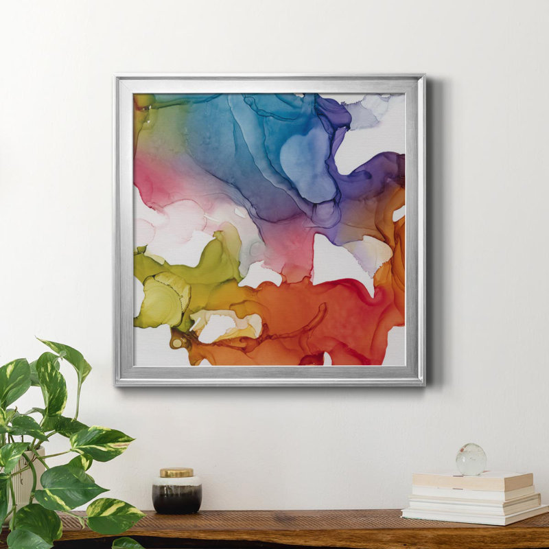 Spectrum Colors II - Peinture sur toile encadrée, H 22,5 po x l 22,5 po x P 1,5 po, Cadre argenté