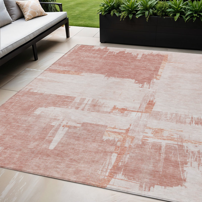 Tapis d'intérieur lavable abstrait mauve 5 pi x 8 pi mauve