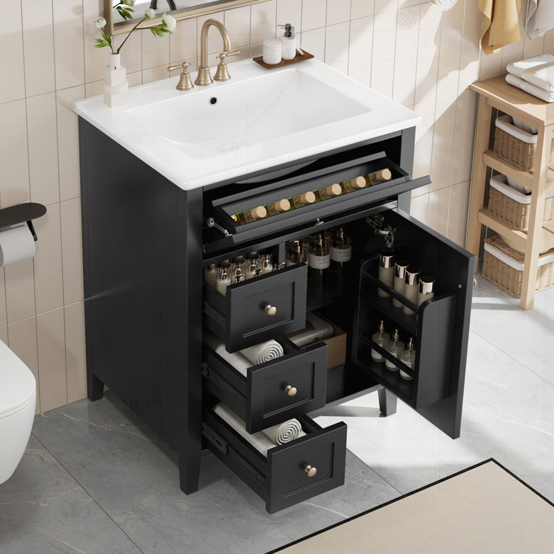 24" Bathroom Vanity with Sink, Black