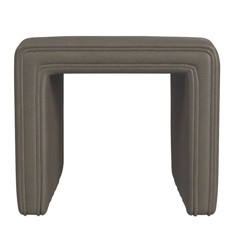 Ada Footstool Ottoman, Channel Tufted Taupe Brown Boucle, 19 Inch, Pewter Gray