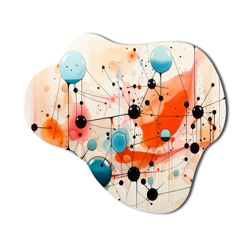 Abstrait coloré Mid Mid Century Atomic I - Art mural abstrait asymétrique en métal, sculpture murale en métal