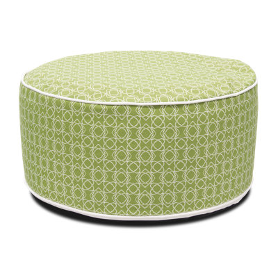 Delasandro 20" Outdoor Inflatable Round Geometric Pouf Ottoman