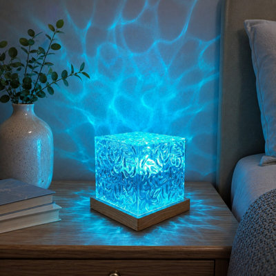 Plug-In 4.7-Inch Ocean Wave Projector with 16 Colors, Rotating Water Effect and Remote Control for Beach/Sea-Themed Office, Bedroom, Bar and Restaurant Decor