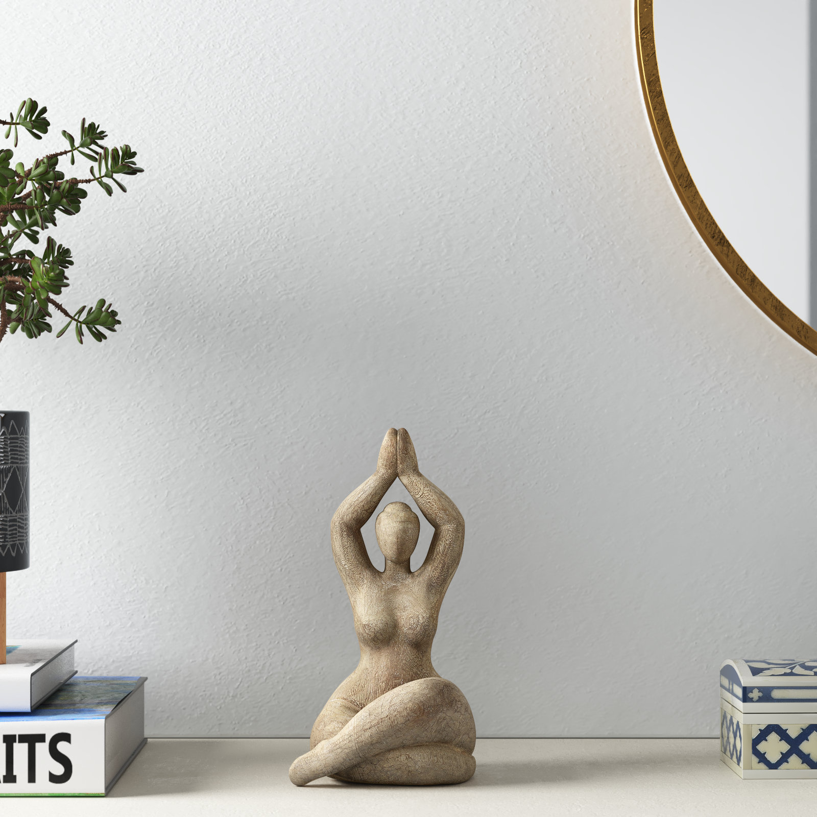 Fenteer Cute Yoga Pose Figurine, Meditation Decoration Decorative