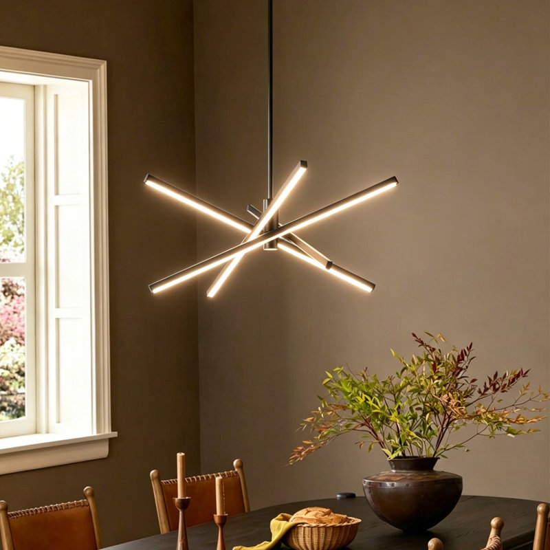 Lustre linéaire moderne Burcker, Noir, noir, noir, noir, H 13 po x l 26 po x P 26 po