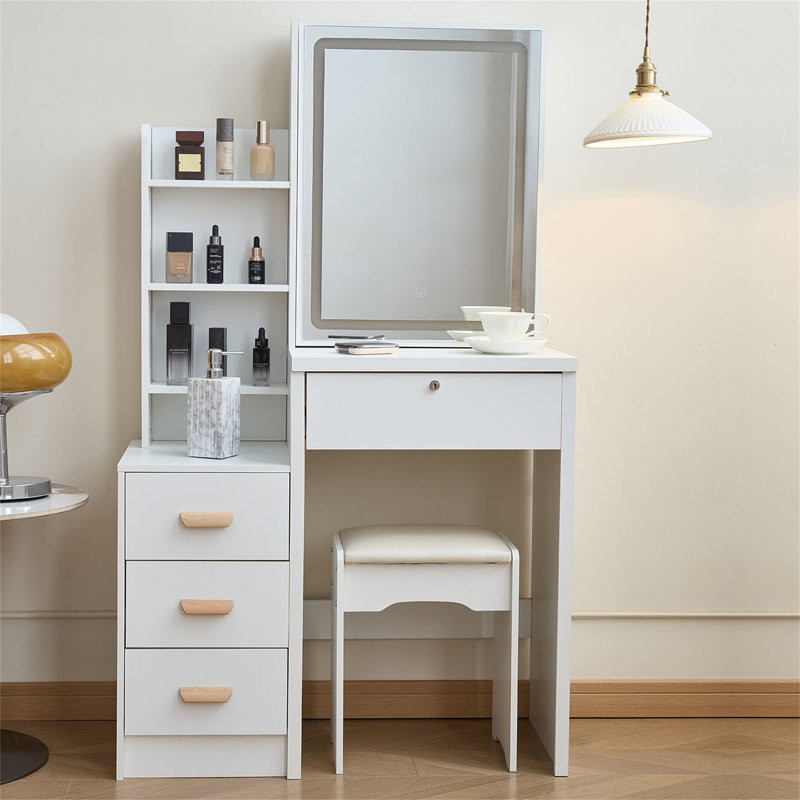 Bureau de coiffeuse avec miroir coulissant et lumières
