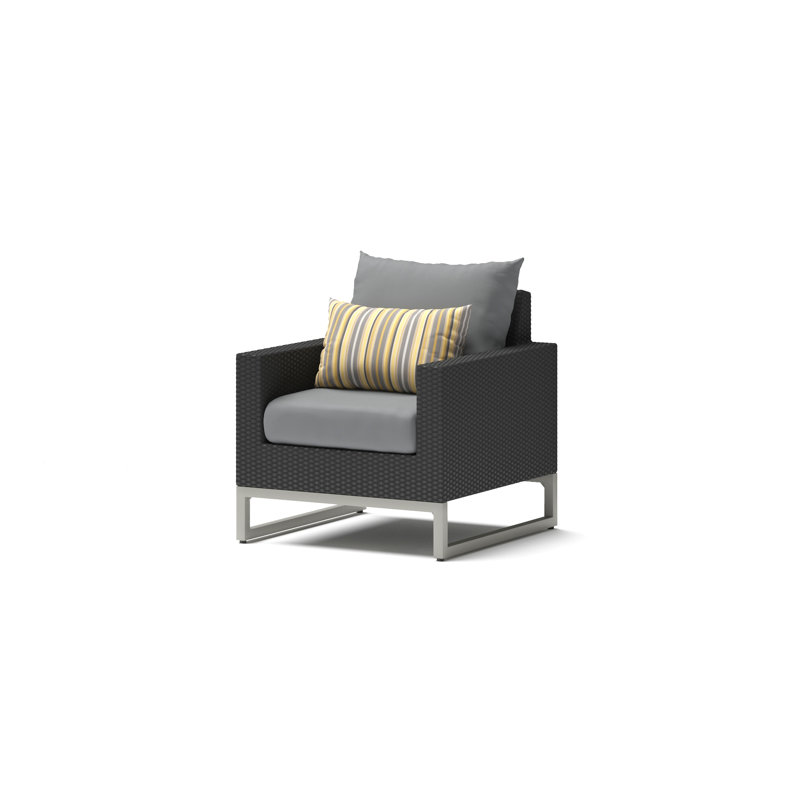 Atie Espresso 3 Piece Sunbrella Outdoor Club Chairs And Side Table - Charcoal Gray, Gray