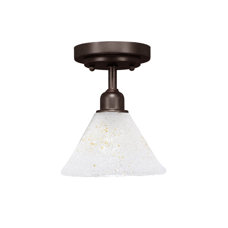 Luminaire semi-encastré 1 lumière Eilif Vintage au fini granit foncé avec verre de glace doré de 7 po