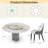 7-Piece 59.05" Modern Round Sintered Stone Lazy Susan Dining Table Set With 6 PU Leather Chair-845761146-845761147